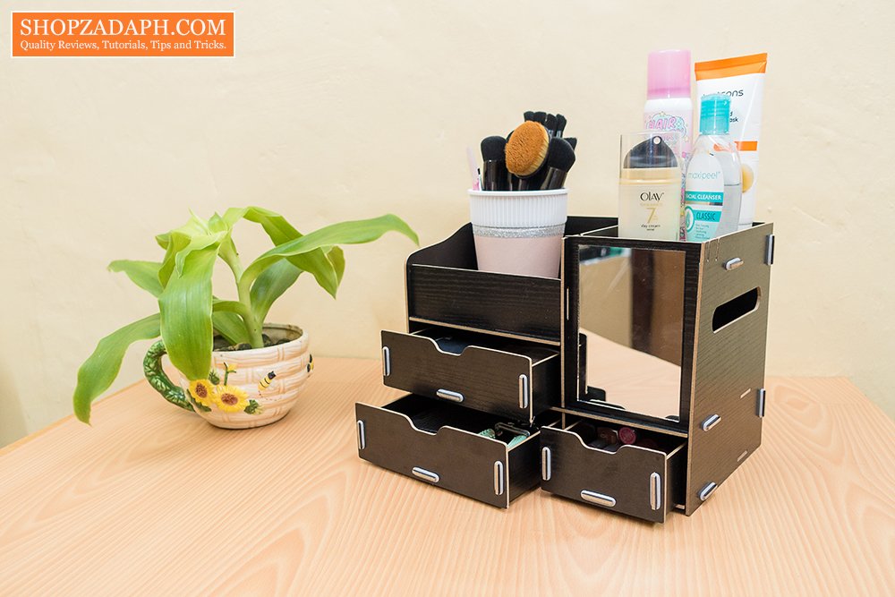 wood makeup organizer with drawers
