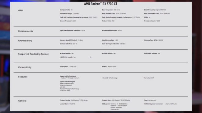 Radeon RX 5700 XT   specifications ryzen 5 2600x 